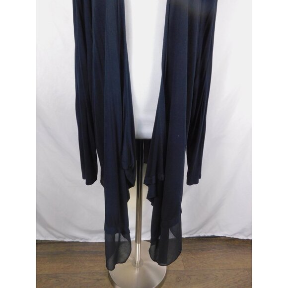 a.n.a A New Approach Cardigan Womens 2X Black Open Front Waterfall Sheer Hem - Picture 3 of 9